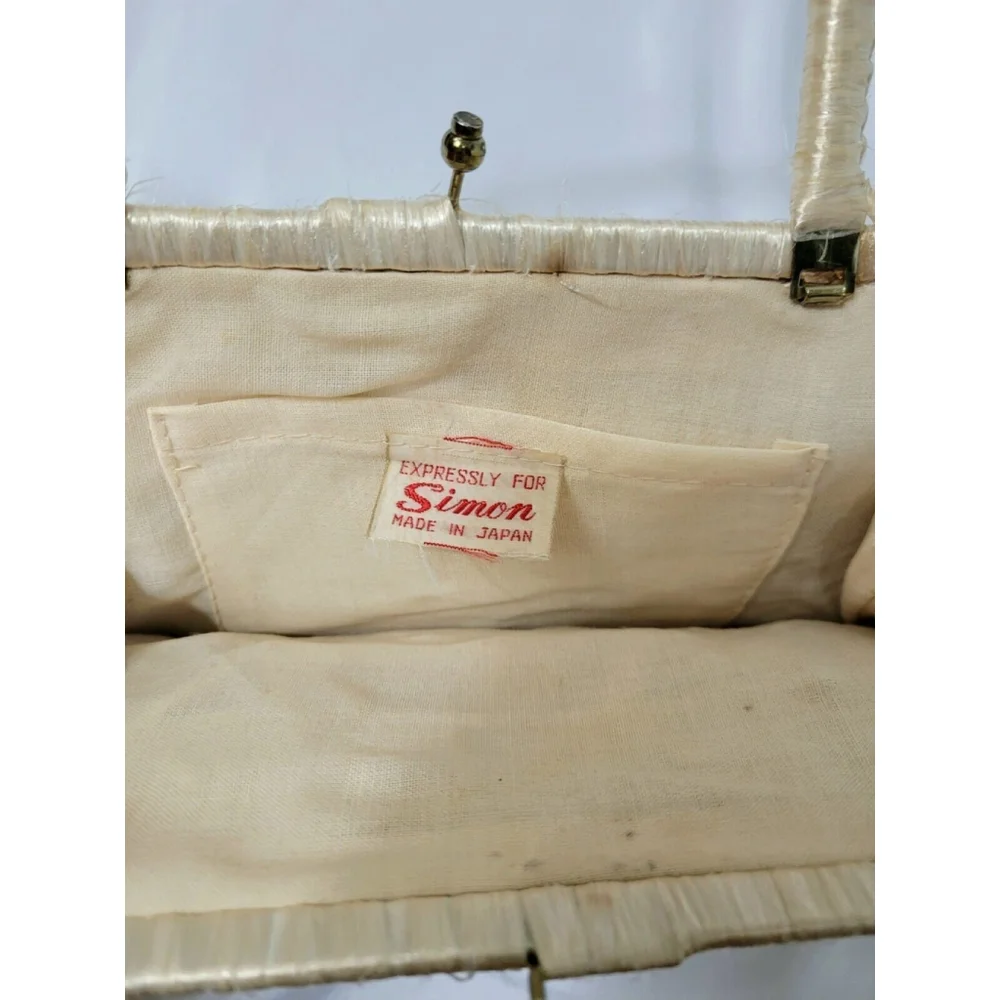 Vintage Raffia Handbag Expressly For Simon Made In Japan 1960's Kiss‎ Lock Purse - Picture 4 of 8